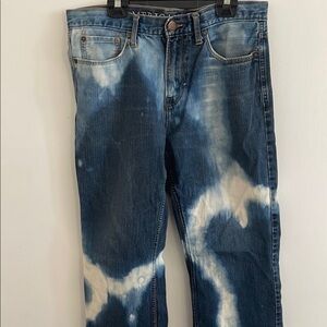 American Eagle Blue Bootcut Tie-Dye Jeans bleached
